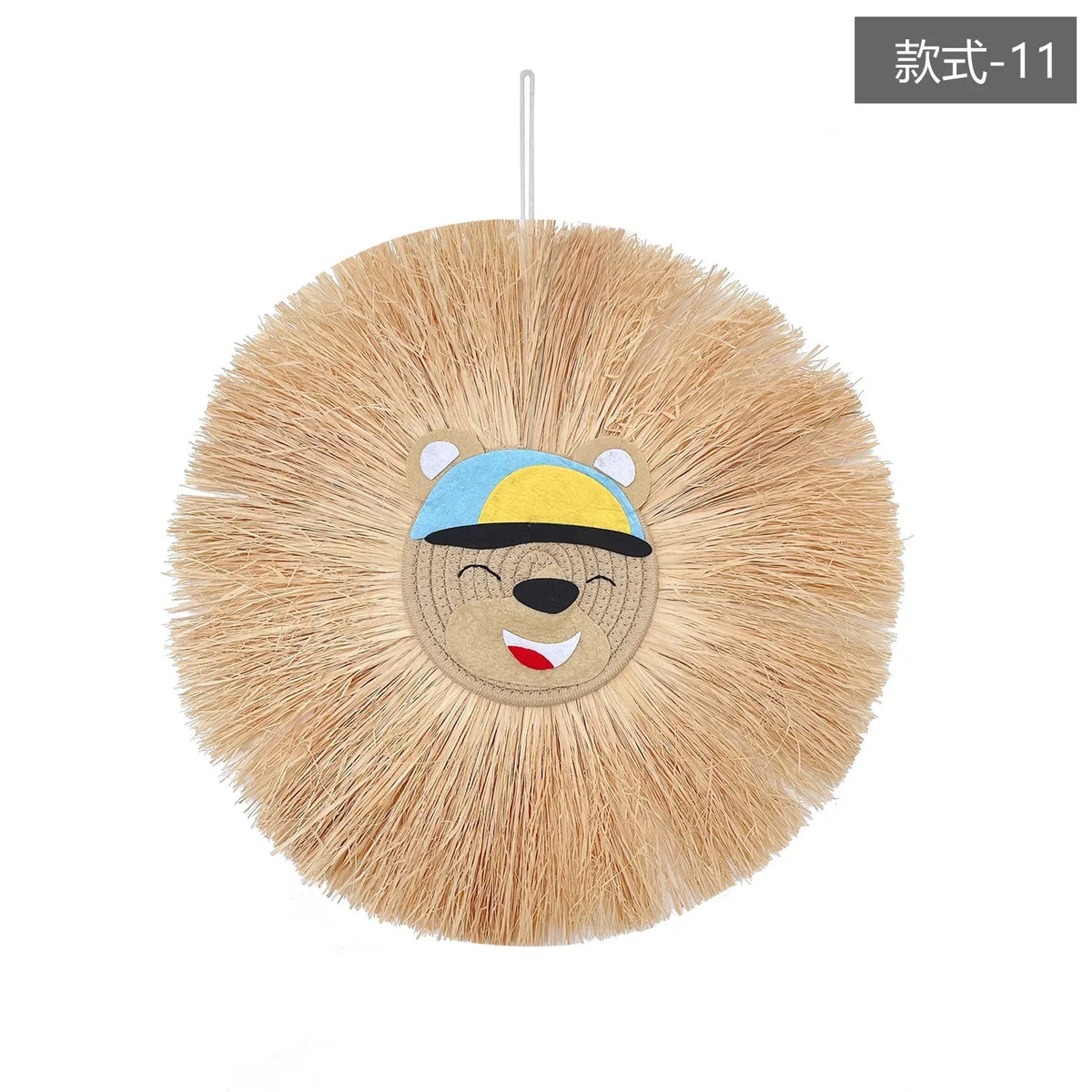 décoration murale couronne paille visage animé enfantine yeux sourire décos chambre enfantsOpaque
