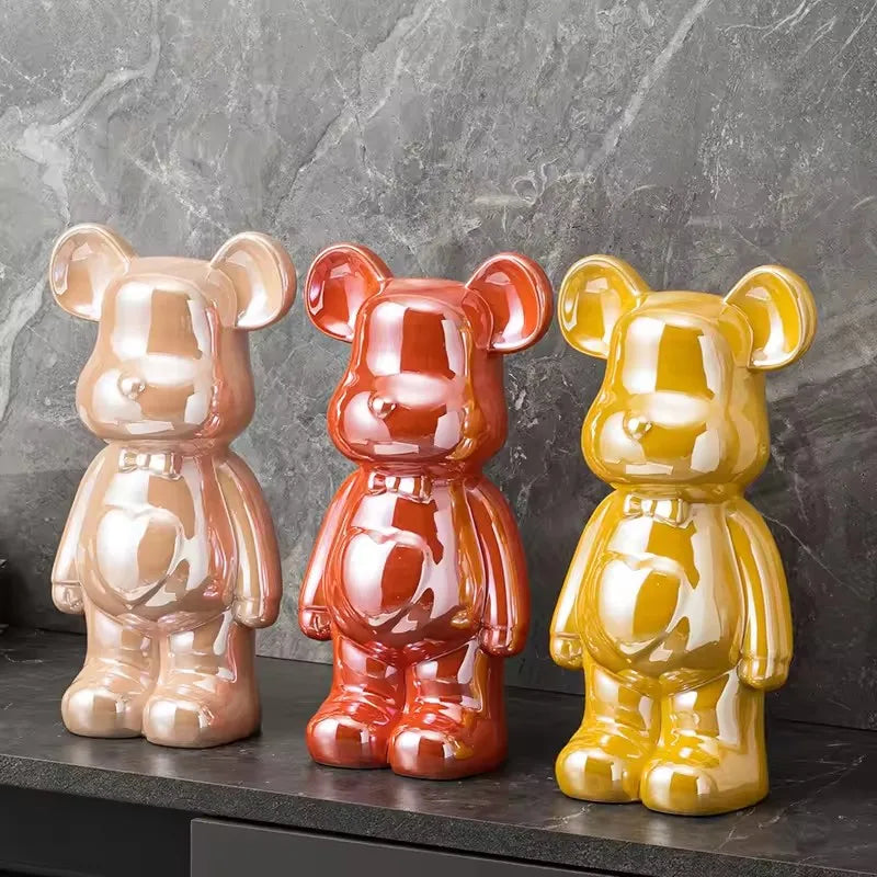 statues ours argent doré kawaii cœur minimaliste contemporain noël valentin mariage anniversaire nouveauannée
