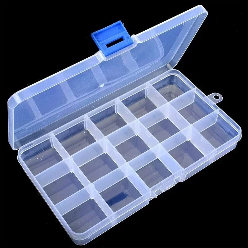 boîtes rangement bijoux transparentes poignées bleues anneau boucles doreilles modernes pratiques