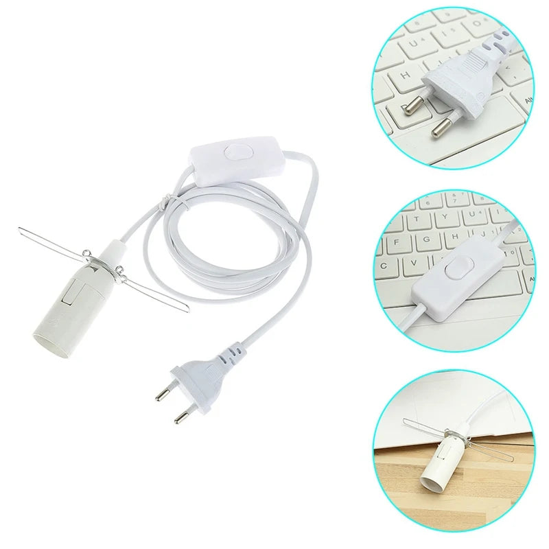 Câble suspension luminaire bleu installé avec ampoule E27