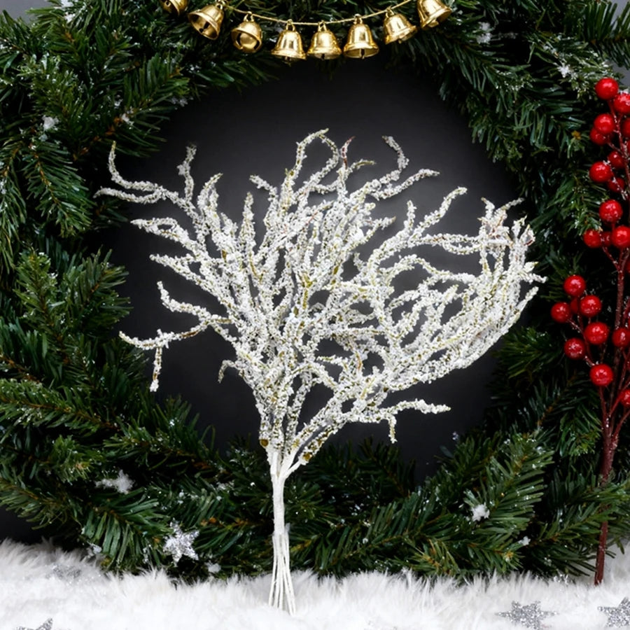 branches artificielles blanches glitter modernes décoration hiver boules noel guirlandes lumineuses argentées festiveextérieur