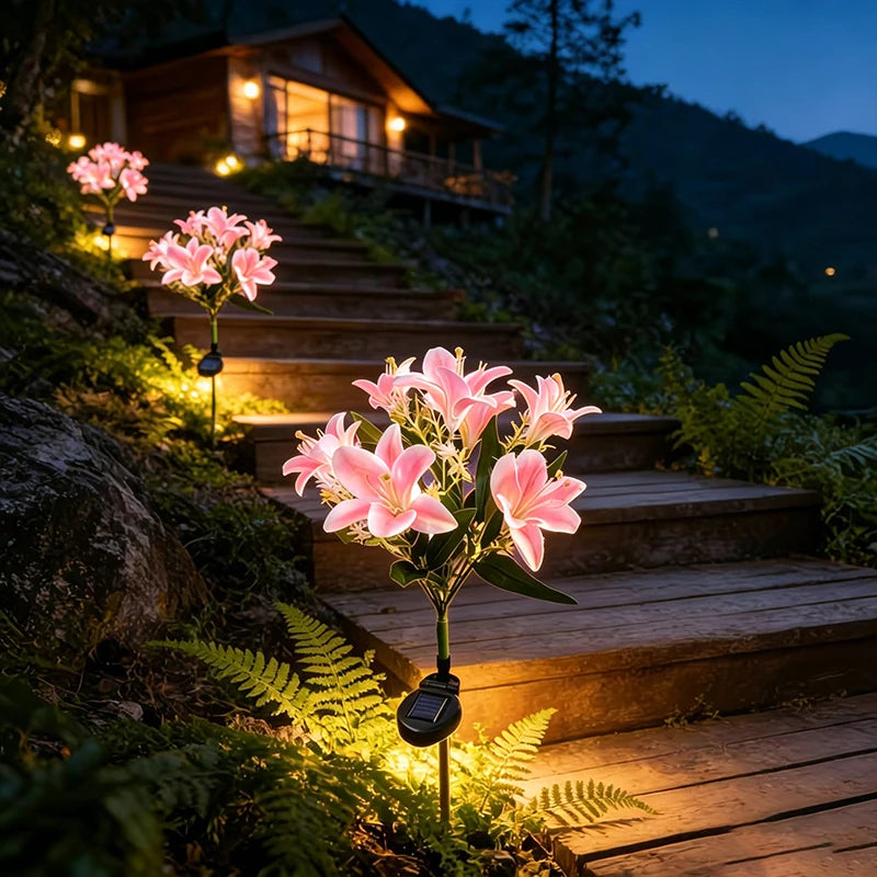 bouquet lumineux solaire rose moderne fleurs artificielles led ip65 patio jardin