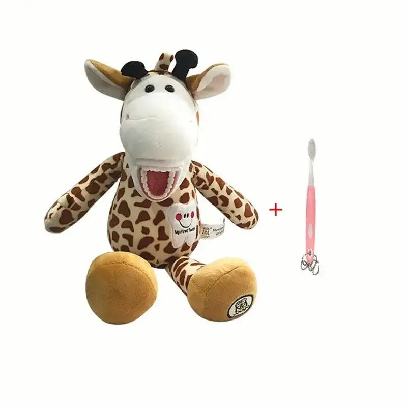 jouets peluche animaux tigre girafe lion dents brossage éducation cadeaux doux imitation dentistes