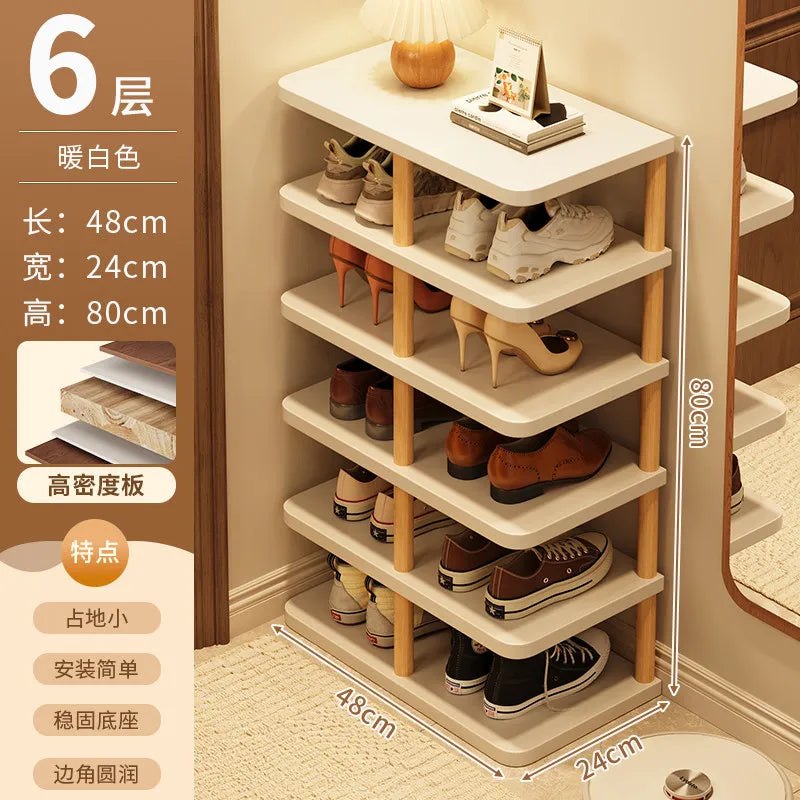 étagère chaussures moderne métal texture bois clair organisateur minimaliste gain place maison