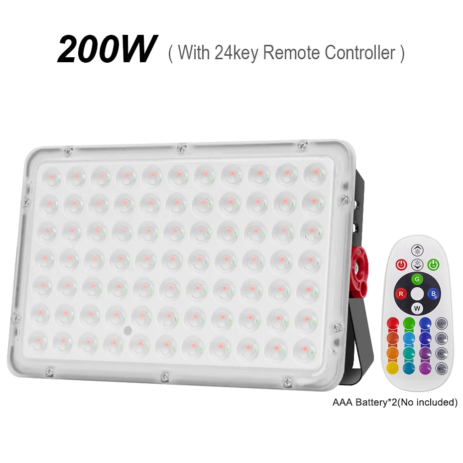 projecteur led rgb ip66 moderne télécommande 220v 100w 200w extérieur aluminium