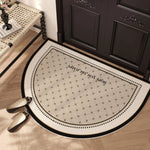 tapis demi cercle moderne texture moirée motif floral beige noir antidérapant extérieur salon chambre