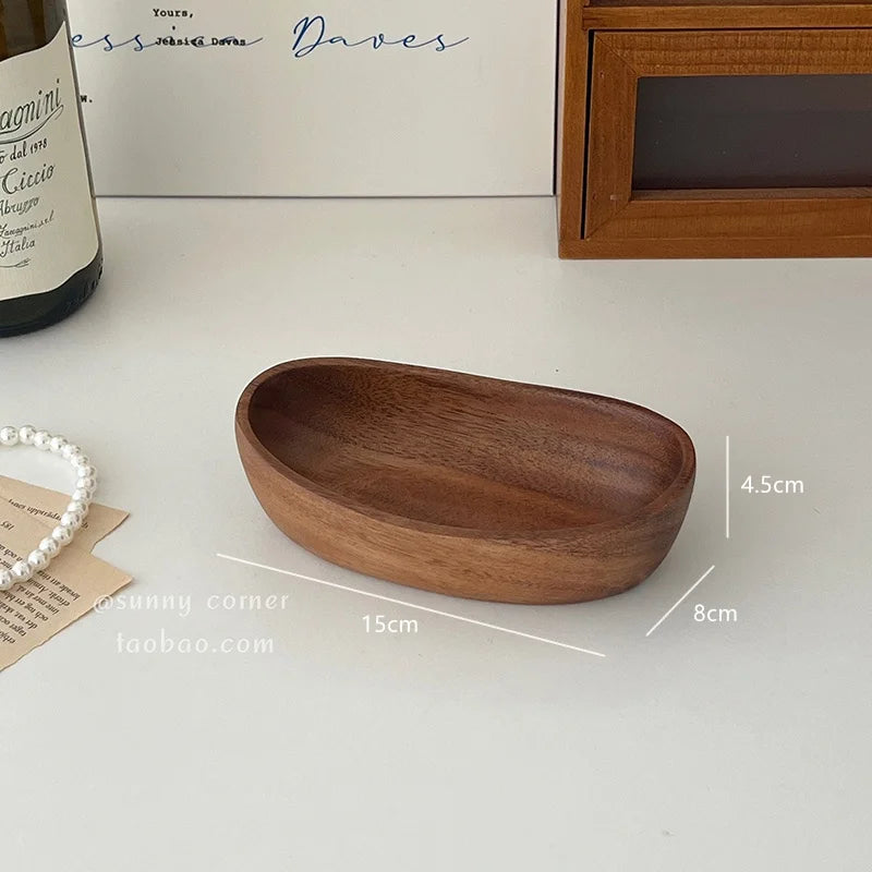 plateau rangement bois oval moderne organise bijoux livres objets ménagers