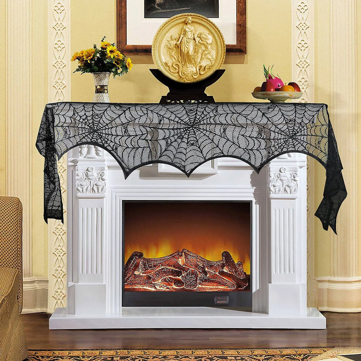 chemin table halloween noir toile araignee araignees etoiles gothique decoration table fête halloween