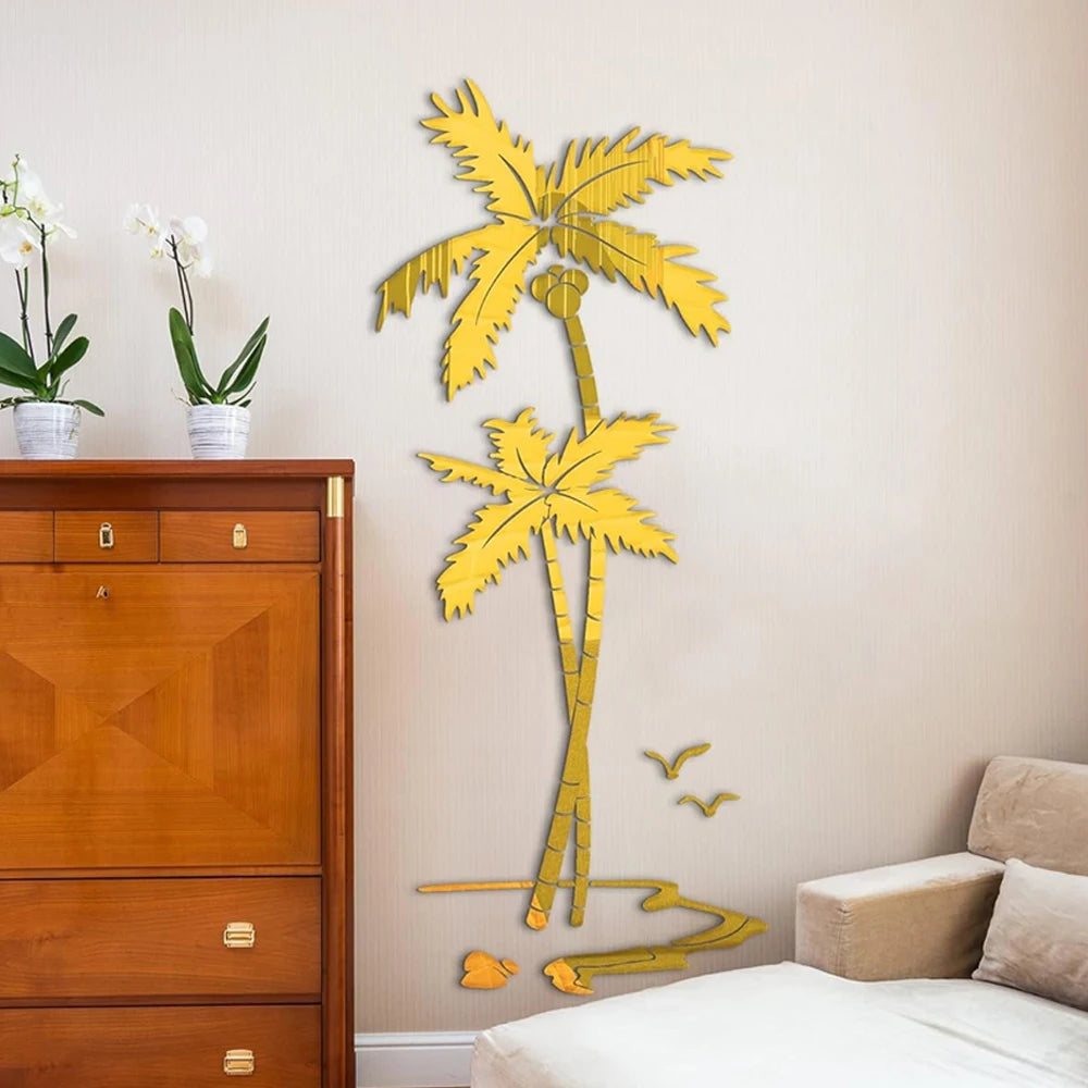 autocollant mural décoratif palmier feuilles tropicales moderne salon chambre grande taille adhésif mur