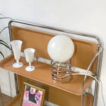 lampe table moderne sphérique spirale métallique blanc chrome