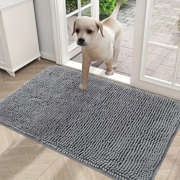 tapis moderne gris beige épais boules coton doux absorbant antidérapant intérieur porte salon