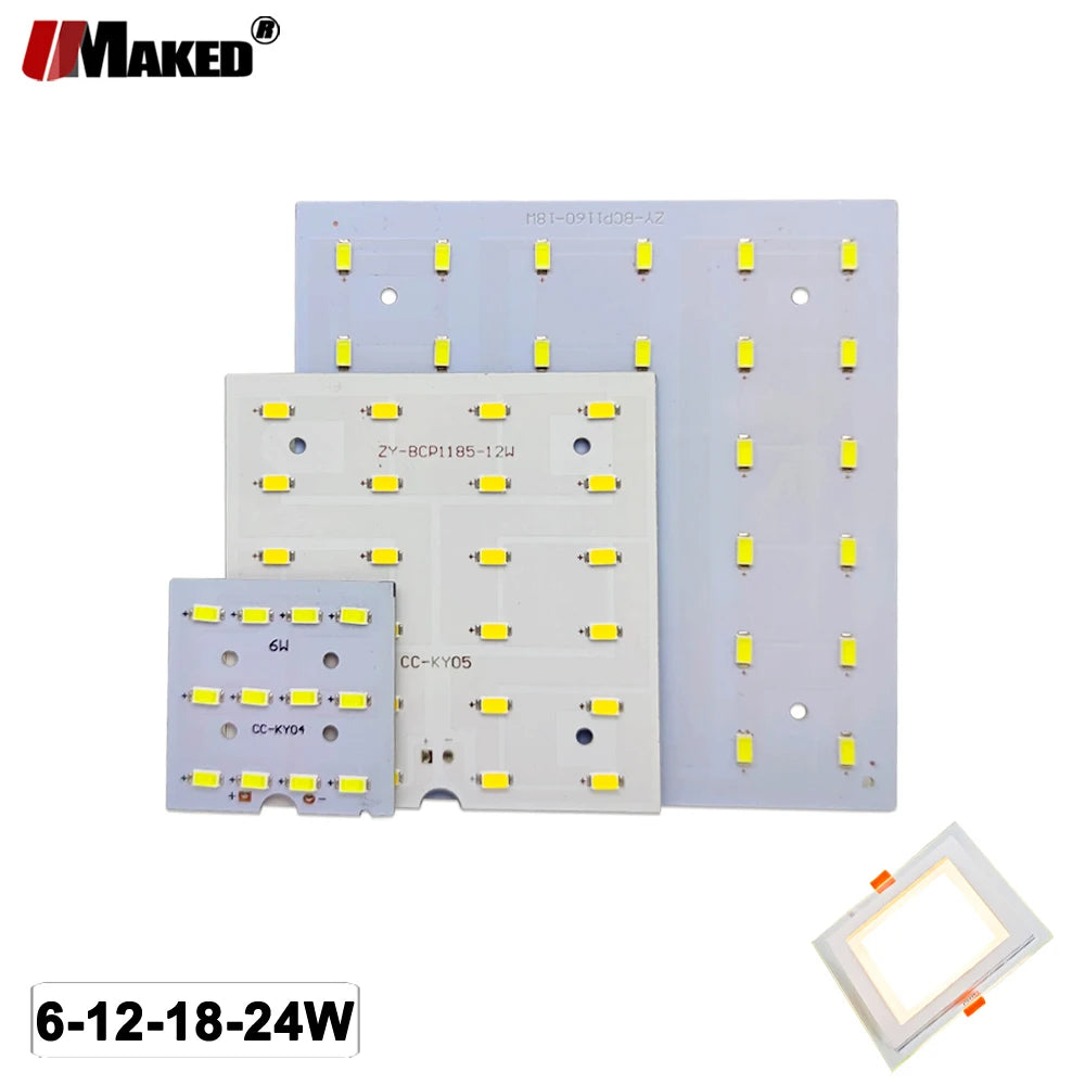 Plaque LED Downlight 6W 12W 18W 24W 45x45 85x85 118x118 mm Gris Métallique Moderne