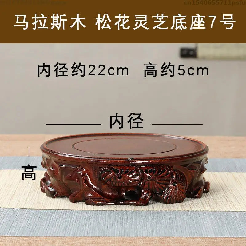 support décoratif bois massif sculpté vase pot fleur objet ancien