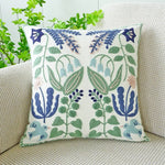 taies d'oreiller fleur brodées moderne coton polyester lit décoration maison bleu blanc vert