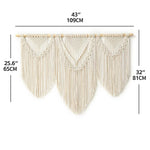 tapisserie macramé coton ovale motifs géométriques franges bohème bois opaque