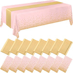nappes jetables satinées chemins table motifs étoiles dorées roses festifs blanc or rose bleu