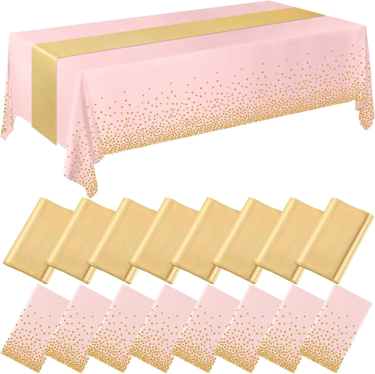 nappes jetables satinées chemins table motifs étoiles dorées roses festifs blanc or rose bleu