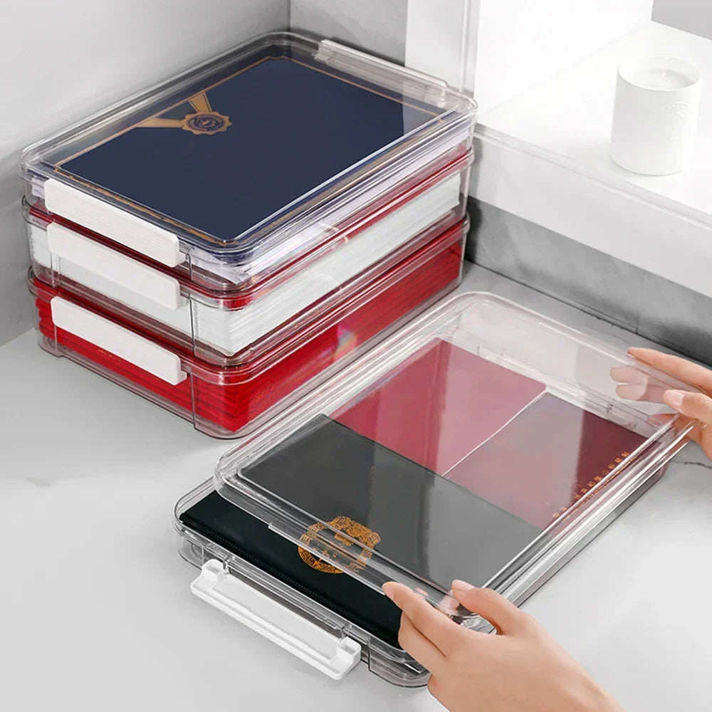 organisateur boîtes rangement transparentes réutilisables clips modernes papier stylos calculatrice lunettes cahiers feuilletsstylos bille