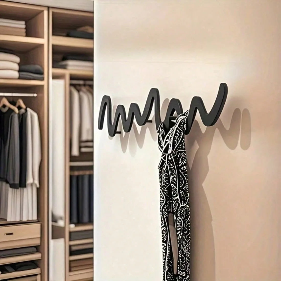 patère murale moderne porte sacs adhésif noir minimaliste accrochage manteau écharpe accessoire intérieur élégant