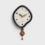 horloge murale moderne abstraite géométrique salon blanc noir pendule marron unique aiguille fixations
