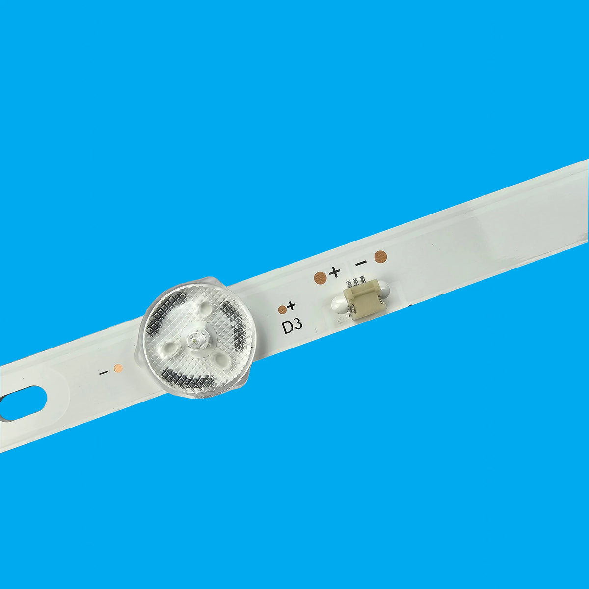 barre lumineuse led blanc moderne connecteur led étiquette technique symboles polarité numéro pièce
