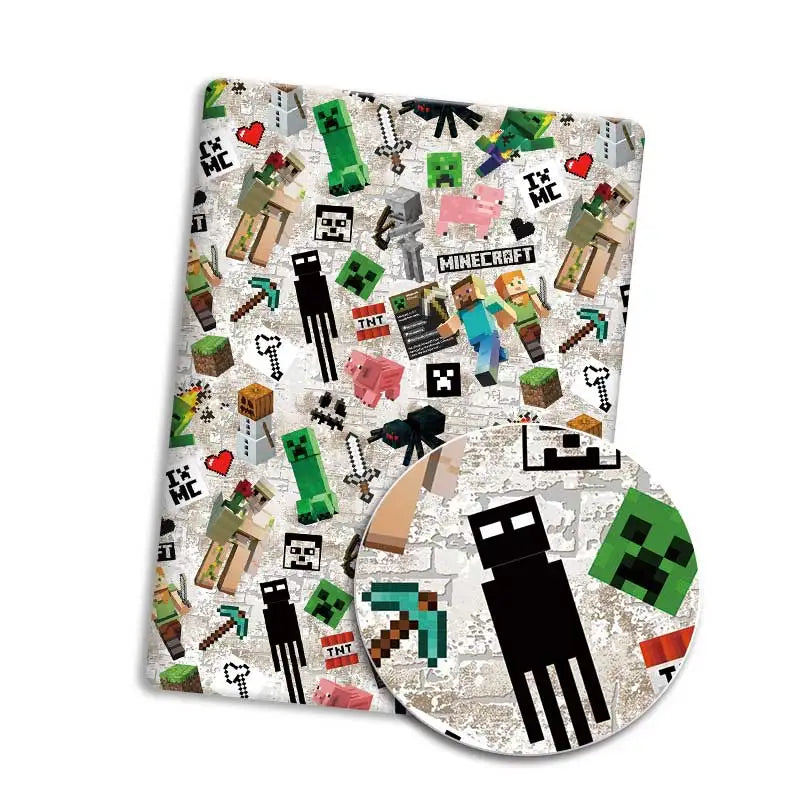 tapis souris minecraft personnages objets pixel art noir vert bleu blanc