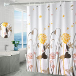 rideau douche moderne motifs floraux couleurs variées opaques anneaux métalliques 150cm 180cm