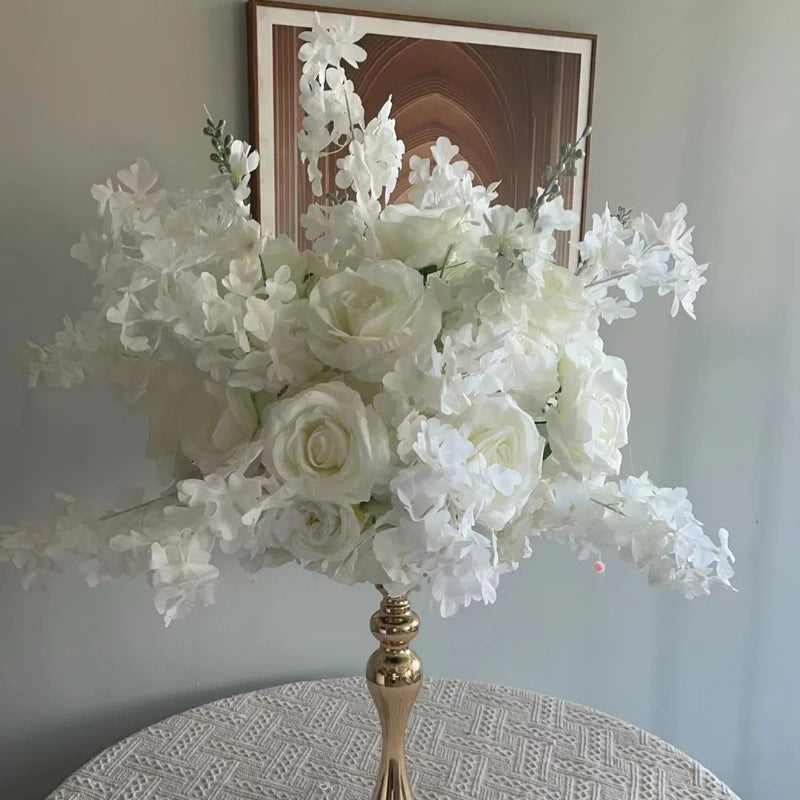 arche fleurs artificielles blanches décoration moderne mariage intérieur soie 120cm 60cm