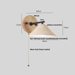 lampe murale moderne abatjour texturé bois ampoule led chaîne interrupteur marron noir beige