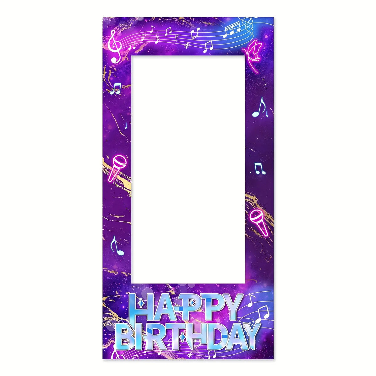 cadre photo personnalisable kpop violet notes musicales clips festif anniversaire moderne disco
