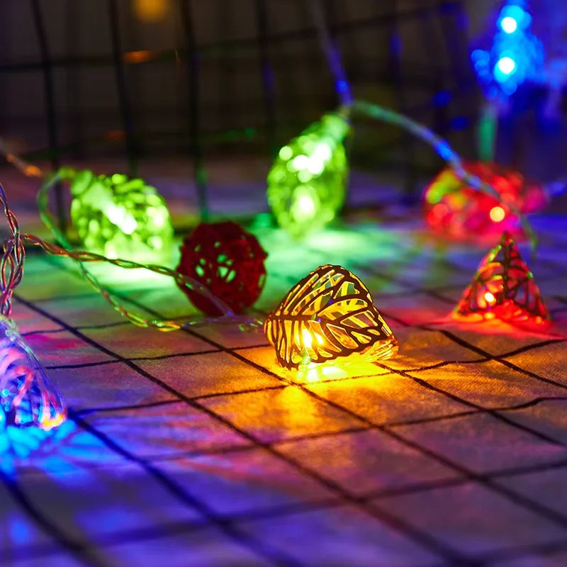 guirlande lumineuse feuilages doré blanc moderne noël 500m led piles inclusées