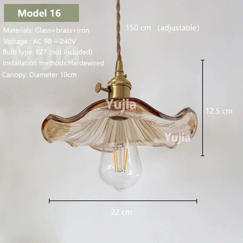suspension lumineuse vintage transparente relief doré éclairage rétro chambre salon