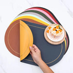 tapis table rond moderne élégant bordure dorée imperméable salle manger cuisine