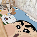 tapis dessin animé personnages anti dérapant polyester imperméable moderne vert clair bleu blanc rose
