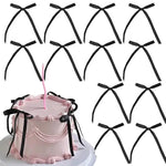décorations gâteau forme ruban nœud noir rose rouge satin vintage élégant festif pic fixé