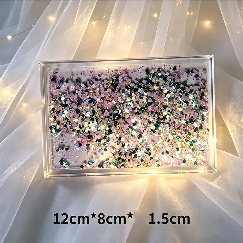 boîte décorative transparente paillettes étoiles moderne violet bleu doré