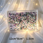boîte décorative transparente paillettes étoiles moderne violet bleu doré