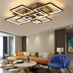 plafonnier moderne acrylique led noir géométrique contemporain suspension lumineuse cascade carrés