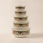 bols céramique couvercles fleurs pois blancs rouges verts roses bleus vintage