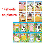 sticker animaux ferme multicolore cartoon adhésif diy activités enfants garçons filles fournitures bricolage artisanal
