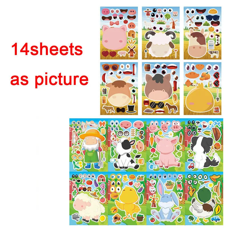 sticker animaux ferme multicolore cartoon adhésif diy activités enfants garçons filles fournitures bricolage artisanal