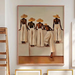 tableau moderne minimaliste abstrait femmes noires beige marron clair 20x30cm 30x40cm toile cadre bois