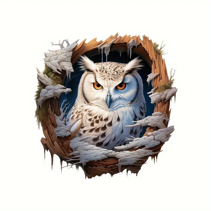 autocollant mural hibou nid texture bois blanc gris bleu marron adhésif pvc réaliste 3d