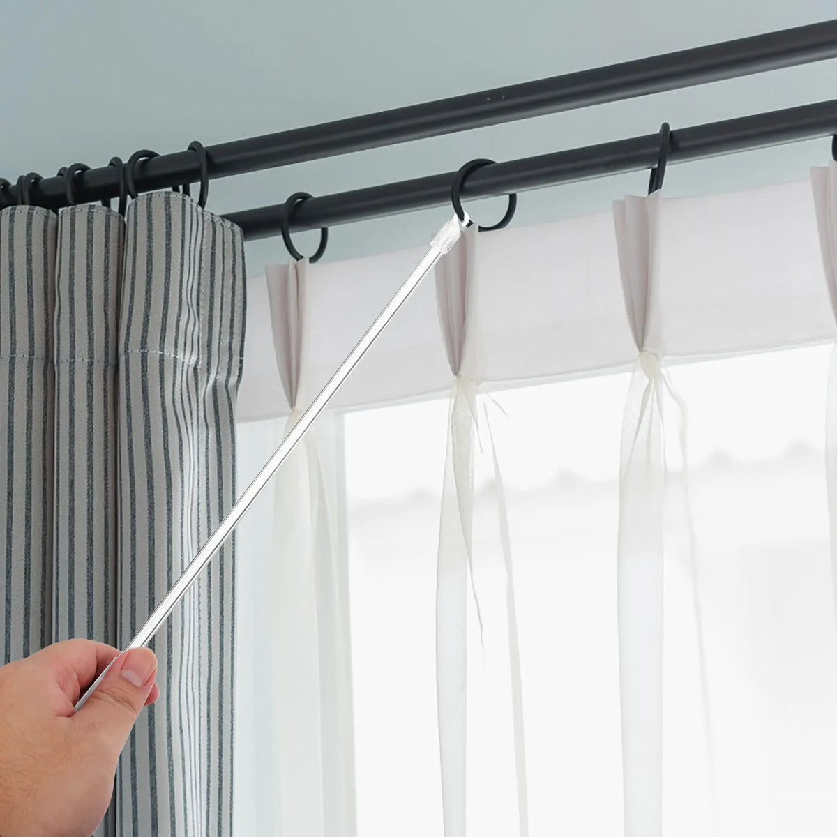 tiges rideau transparentes sans motif moderne stores verticaux accessoires rideaux longues baguettes inclinables