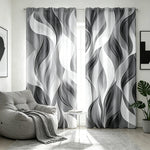 rideaux abstraits modernes gris blanc noir panneaux polyester inclusion accessoires tringle