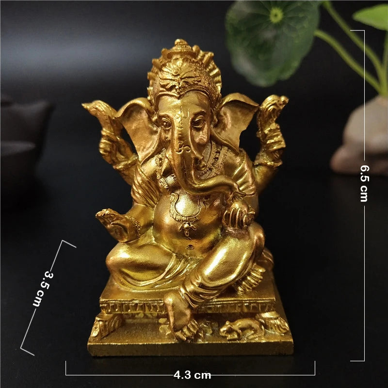 statue ganesha vert résine artisanale bouddhiste éléphant décor maison fengshui porte bonheur bronzé sculpté