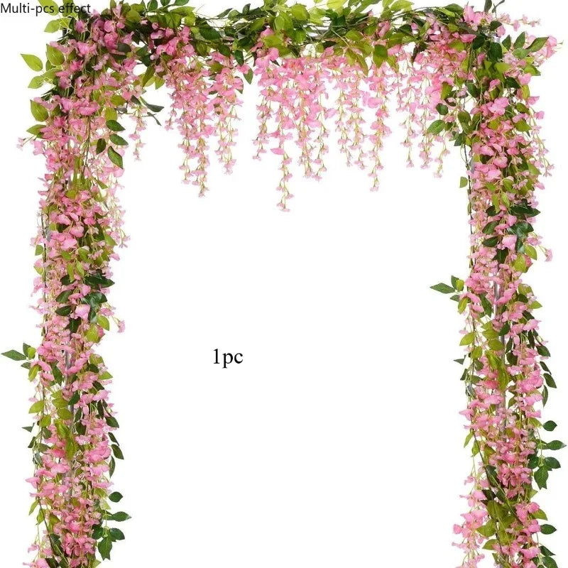 guirlande artificielle fleurs violet vert mariage romantique décoration intérieure événement anniversaire
