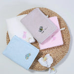 serviette coton bébé rapide douce broderie animaux blanc rose gris bleu noël