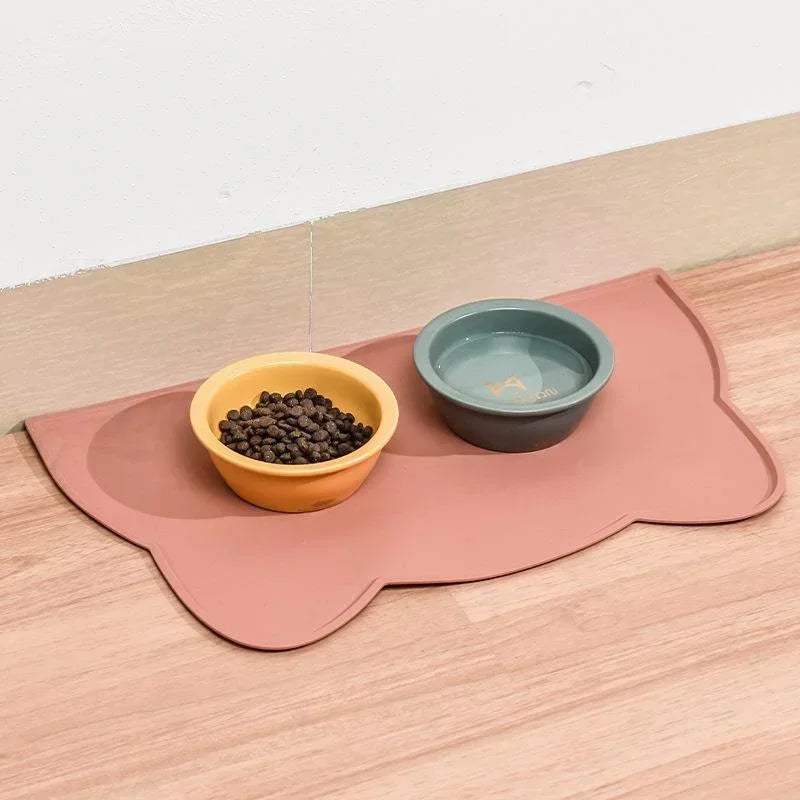 tapis alimentation animaux compagnie silicone antidérapant imperméable lavable moderne tête chat motifs