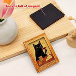 cadre photo chat noir verre vin fromage doré tableau artiste erotique chambre decoration erotique